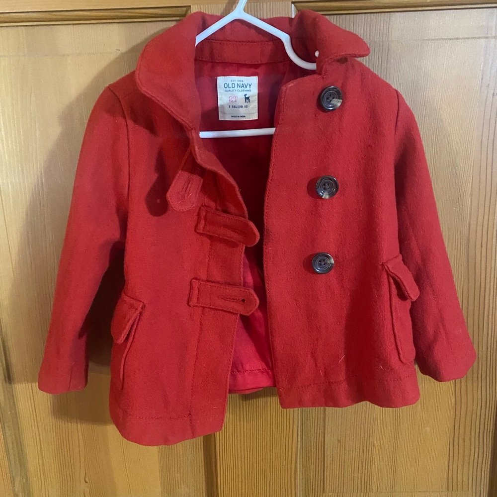 Old Navy Kids Bright Red Pea Coat